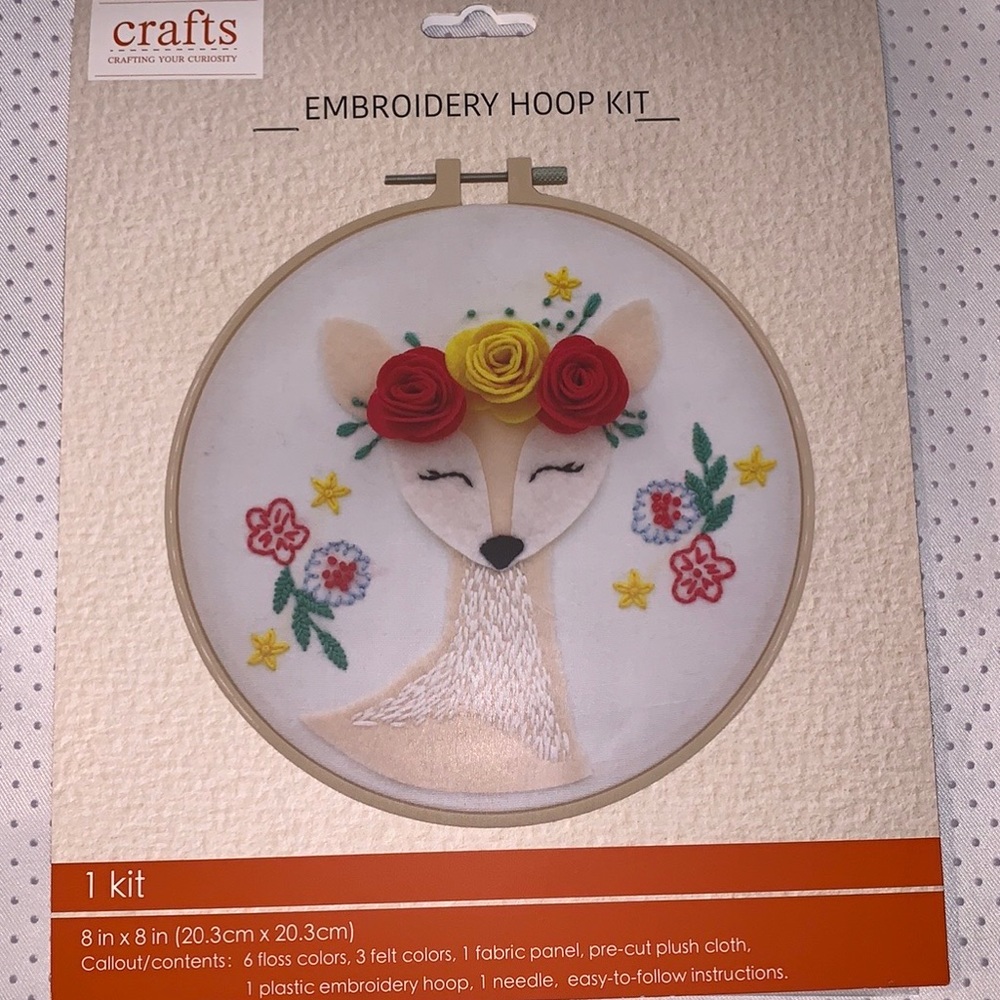 Deer with Flowers Embroidery Hoop Kit